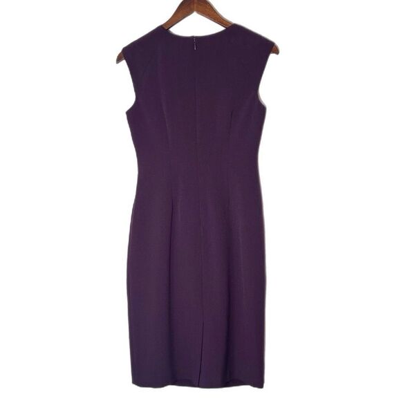 Adrianna Papell Pleated Crepe Dress Plum - Picture 4 of 7